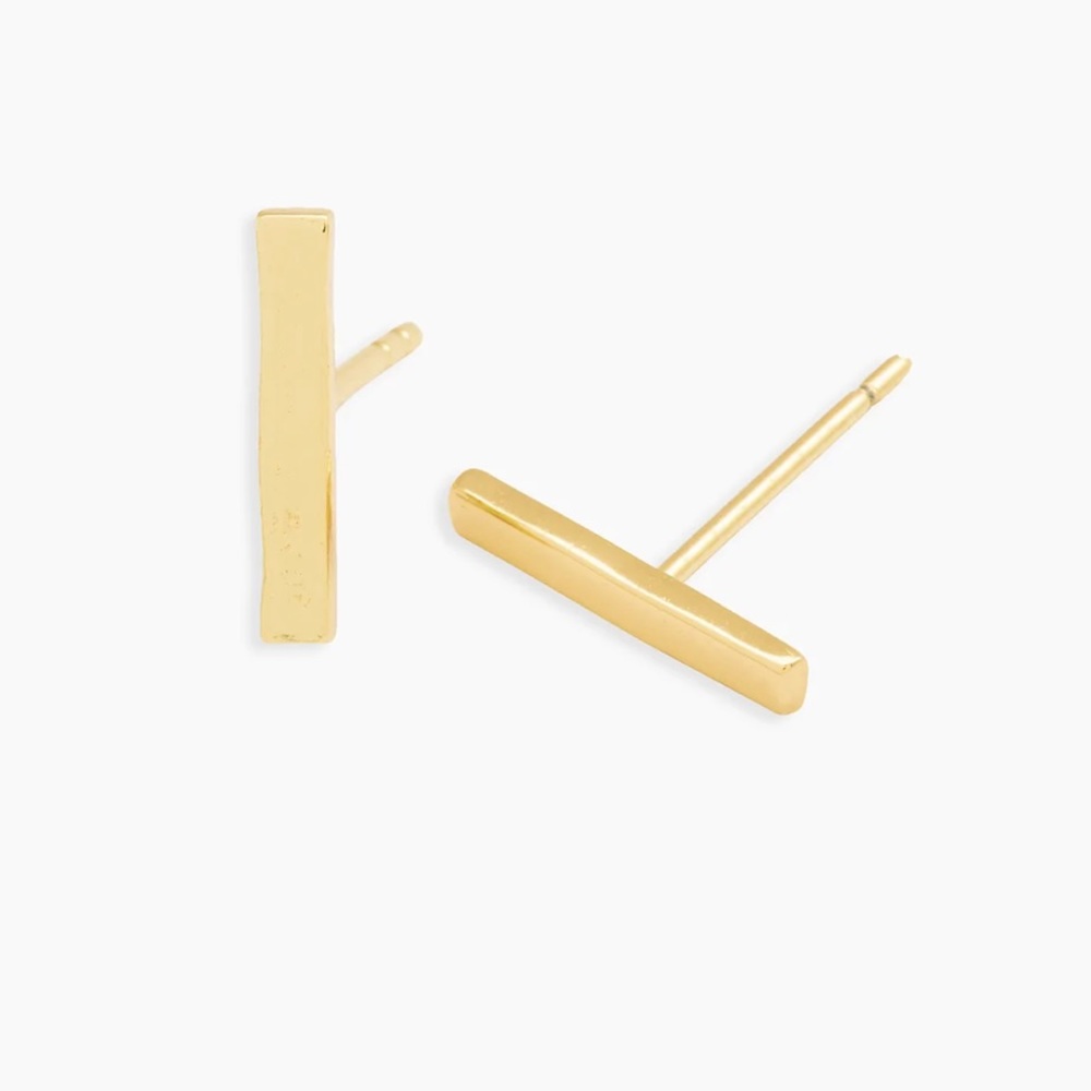 Bar Gold Earrings, Studs, NEW
